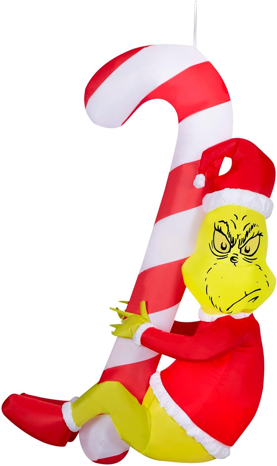 Gemmy Christmas Inflatable Hanging Grinch with Candy Cane, 4.5 ft Tall, Multi