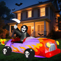 Joiedomi 8ft Long Halloween Inflatable Grim Reaper Driving Car, Halloween Inflatable Outdoor Decoration with