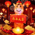 5FT Chinese Horse in Tang Suit Holding Couplet Inflatable Outdoor Decoration, 2026 Year of The Horse Lunar