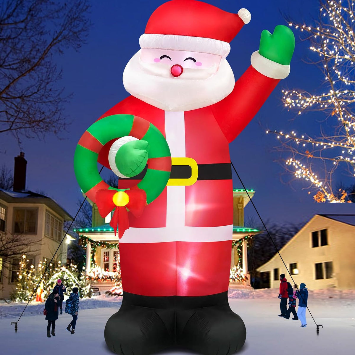 Danxilu 12 FT Giant Inflatable Santa Claus Christmas Outdoor Decorations / Built-in Bright LED Lights, Large
