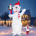 PARAYOYO 12.2FT Giant Christmas Inflatable Polar Bear & Penguin with Christmas Gift Box Decoration, Christmas