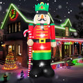Evoio 12 Ft Giant Christmas Nutcracker Inflatables Decorations Blow Up Nutcracker Holding a Candy Cane, Large