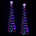 Macarrie 2 Pack 6 Ft Spiral Christmas Tree 125 LEDs Outdoor, Colorful / Plug in with Star Topper, Metal Cone