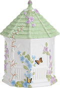 Lenox Butterfly Meadow Figural Gazebo Cookie Jar, 10-Inch, White / white porcelain earthenware, dishwasher