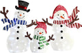 LED Snowman Family Christmas Outdoor Decoration, White Lighted Holiday Yard Display, Weather Resistant,