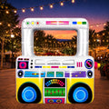 6 FT Inflatable Radio Boombox Decor with Built in LEDs Lighted and Air Blower, 80s 90s Party Decoration Blow