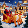 PIPIMOUSE 7.5 Ft Christmas Inflatables Santa Sleigh with Reindeer Outdoor Decoration Lighted Inflatable Santa