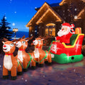 Calmbee 14 Ft Christmas Inflatable Decoration,Santa Claus on Sleigh with Gift and Three Reindeer, Built-in