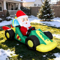 PIPIMOUSE 8 FT Christmas Inflatables Santa Driving Car Outdoor Decorations / Blow Up Santa Claus with LED