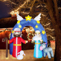 PIPIMOUSE 9 Ft Christmas Inflatables Nativity Scene Outdoor Decoration with LED Lights, Nativity Scene