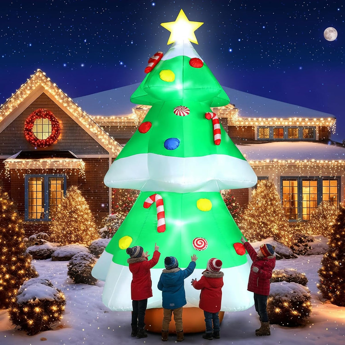 FunFanso 10 FT Christmas Tree Inflatables Outdoor Decorations with LED Lights, Giant Blow Up Christmas Tree