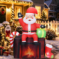 6 FT Christmas Inflatables Santa Claus Outdoor Decorations / Blow Up Santa on Fireplace with Built-in LED