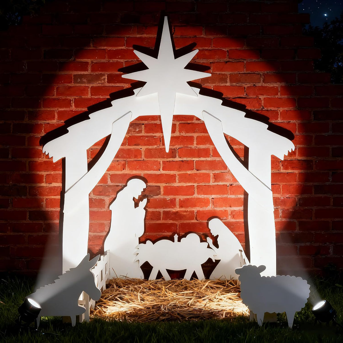 All-Weather 4ft Outdoor Nativity Scene, Waterproof, Weather-Resistant Decor, Christmas Holy Decor Family Yard