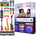 Jowwcen Inflatable Radio Boombox with LED 80s 90s Party Decorations Set / Giant 6x5 ft Speaker and Blower,