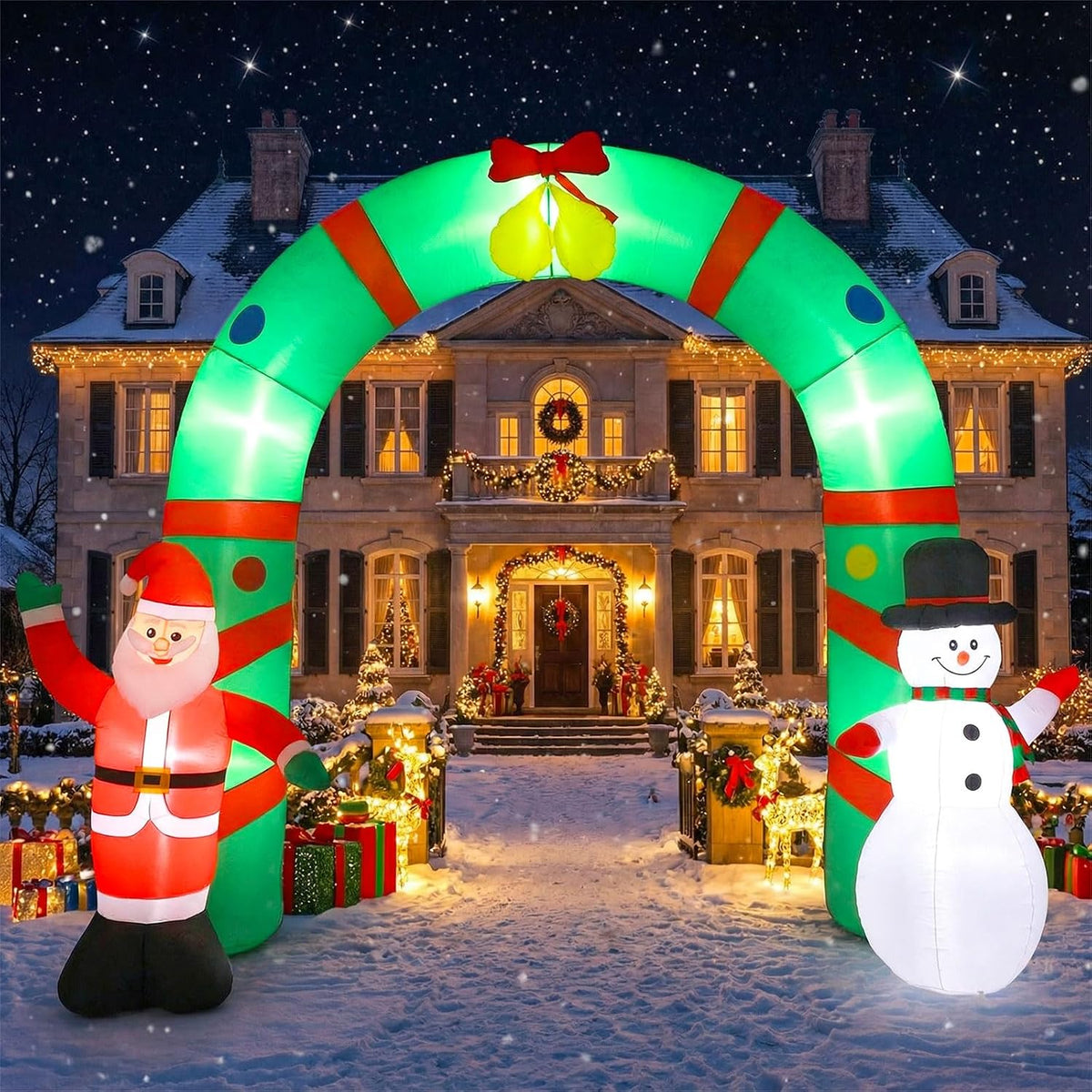 Tasdurian 8ft Christmas Inflatable Archway Outdoor Decoration / Santa Claus and Snowman Inflatable Blow up