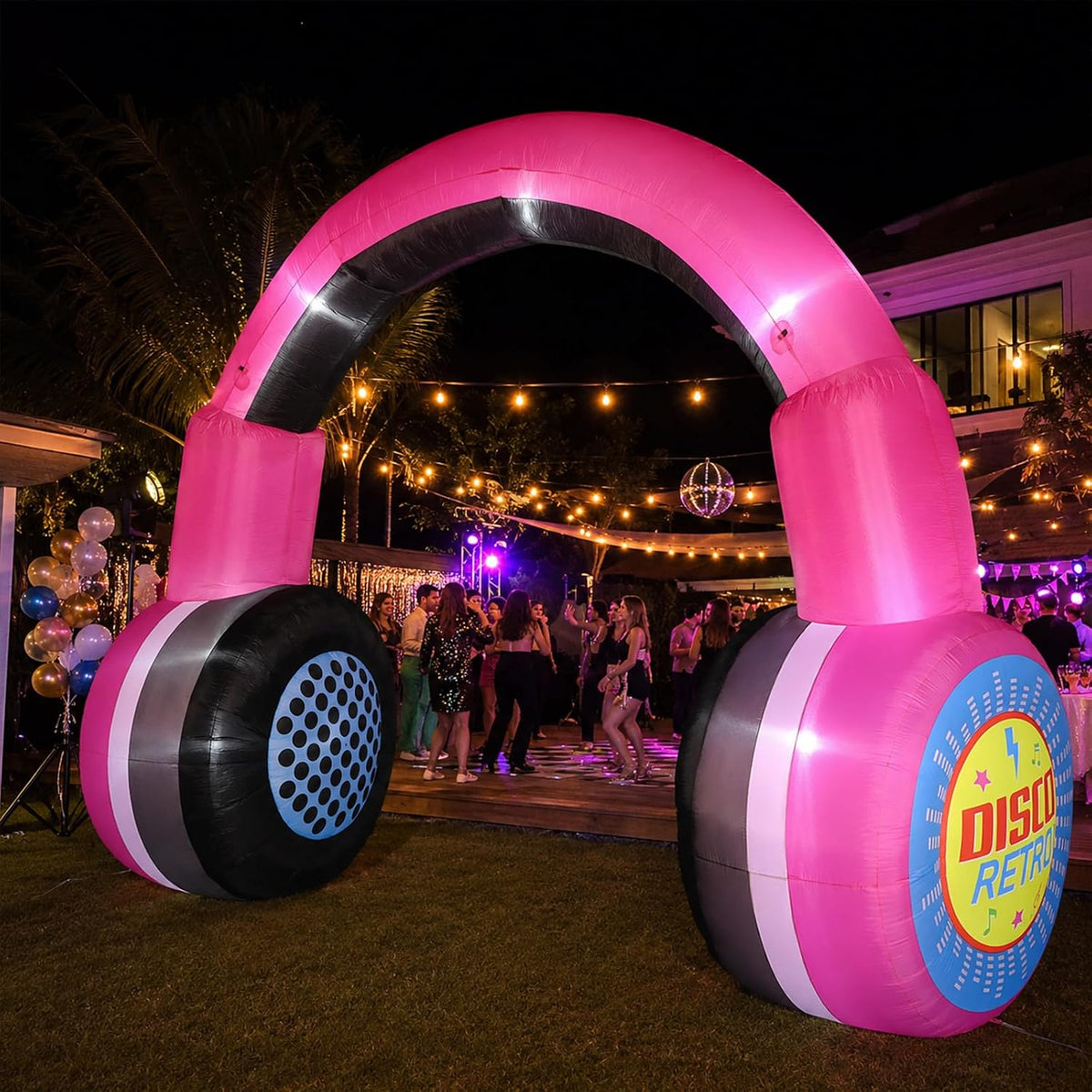 Conderyang 10ft 80's 90's Party Decoration Inflatable Headphones Archway Kit Disco Retro Theme Inflatable